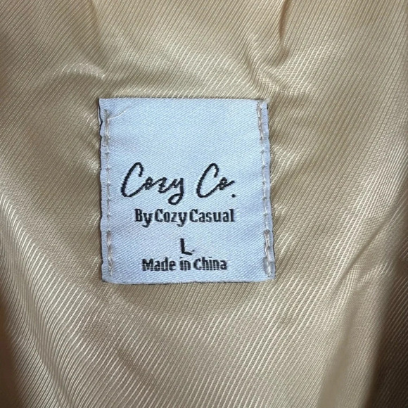 Cozy Co Women's Harper Plaid Jacket Beige Button Up Lined Shacket Layering Large - Picture 2 of 13